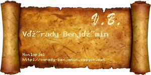 Várady Benjámin névjegykártya